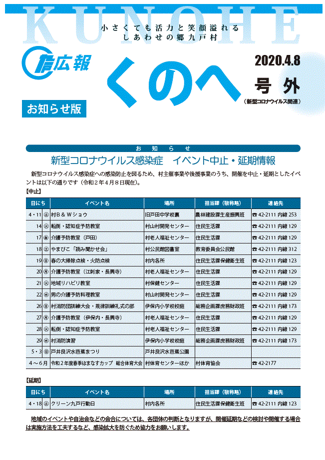 お知らせ版　号外